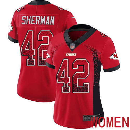 Women Kansas City Chiefs #42 Sherman Anthony Limited Red Rush Drift Fashion Nike NFL Jersey->nfl t-shirts->Sports Accessory